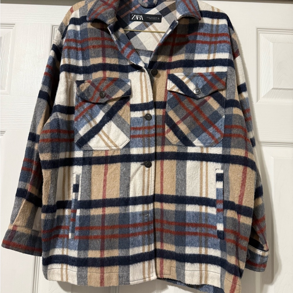 Zara Plaid Jacket - Blue, Red, Tan